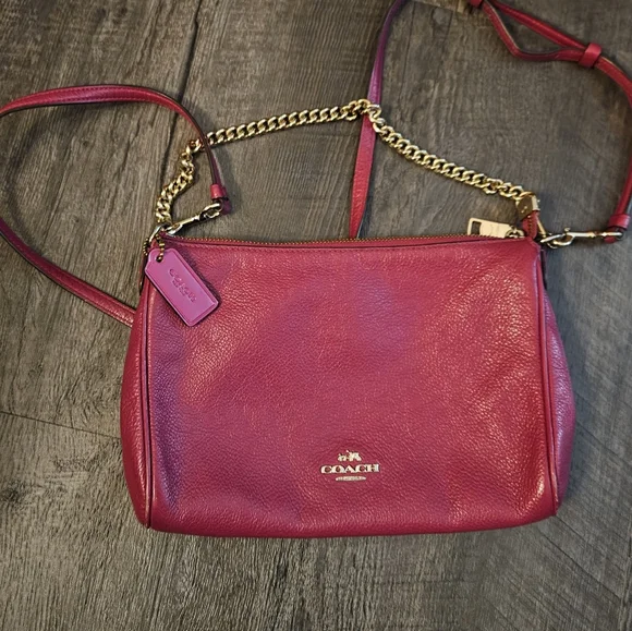 Coach Magenta Leather Crossbody Bag - Picture 3 of 10